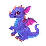 Fototapeta Dinusie - Little cute cartoon baby dragon, vector icon.