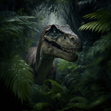 Tyrannosaurus Rex In The Jungle. Generative AI.