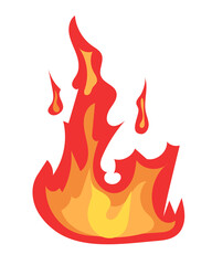 Aufkleber - Bright burning fire and hot flame effect, flammable symbol. Illustration in comic cartoon design