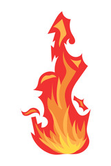 Aufkleber - Bright burning fire and hot flame effect, flammable symbol. Illustration in comic cartoon design