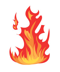 Aufkleber - Bright burning fire and hot flame effect, flammable symbol. Illustration in comic cartoon design