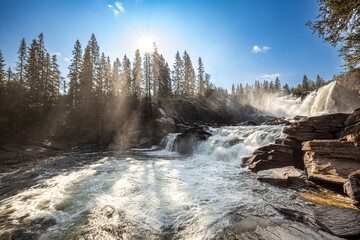 Wall Mural - Ristafallet waterfall in the western part of Jamtland is listed as one of the most beautiful waterfalls in Sweden.