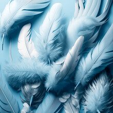 Ai Generated Baby Blue Feathers. Created Using Ai Generative. 