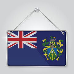 Flag of Pitcairn Islands. The symbol of the state in the pennant hanging on the rope, rectangle hanging. Vector Illustration EPS10.