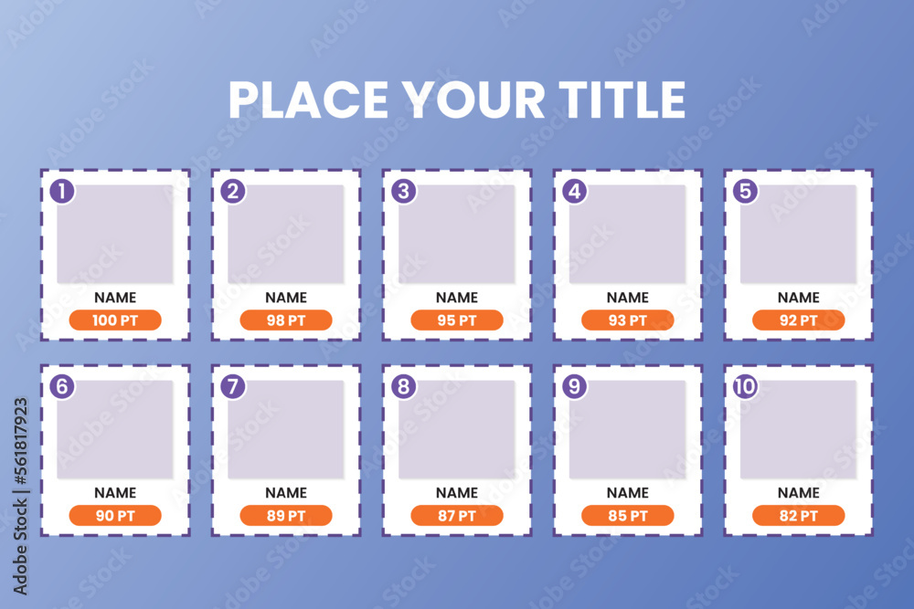 Points List Ranking ranking list template. top chart table. Top 10 list template. vector ...