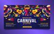 Dark Blue Brazilian Carnival social media cover, horizontal banner template design