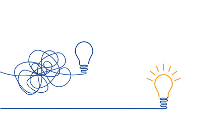 good idea. outline glowing light bulb on white background.