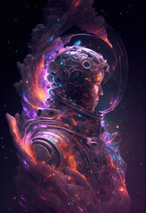 Wall Mural - galaxies spirals nebulae in the shape of an astronaut Generative AI