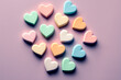 candy sweethearts on a light pastel background made by generative ai