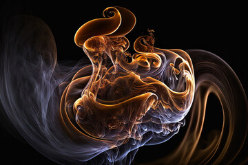 Canvas Print - on a black background, abstracted vapor from an air humidifier swirls and glows dynamically. Generative AI