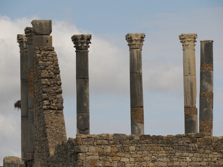 Wall Mural - Volubilis Roman ruins in Morocco- Best-preserved Roman ruins located between the Imperial Cities of Fez and Meknes