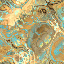 Flowing Orange Brown Turquoise Marbled Seamless Tile Pattern