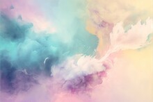  A Painting Of A Colorful Cloud Of Smoke And Water With A White Border Around It And A Blue Border Around It, With A Light Blue Border At The Top Of The Bottom Of The Picture. Generative Ai