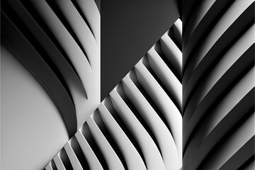 Wall Mural -  a black and white photo of a building with wavy lines on it's sides and a black background with a white frame with a black border around the edges of the image of the building. generative ai