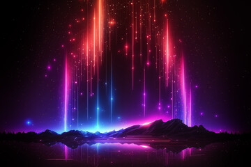 Wall Mural - meteoritic neon rain, colorful neon rain on a black background. ai