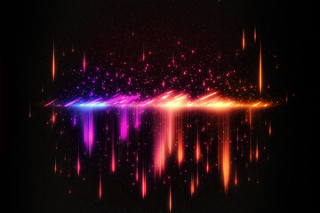 Wall Mural - meteoritic neon rain, colorful neon rain on a black background. ai