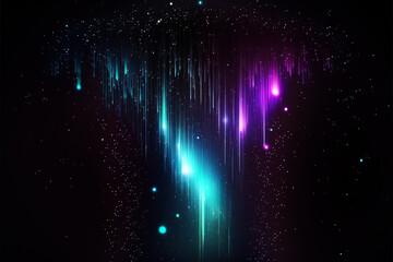 Wall Mural - meteoritic neon rain, colorful neon rain on a black background. ai
