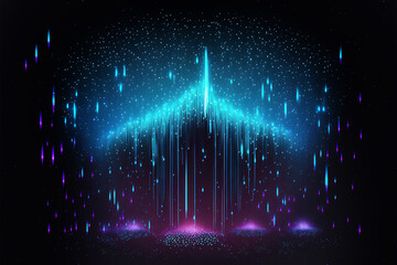 Wall Mural - meteoritic neon rain, colorful neon rain on a black background. ai