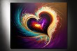 Ethereal, spiritual heart with colourful energy swirling over it's surface. Generative AI
