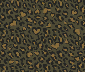 Wall Mural - Animal print leopard disguise khaki background vector pattern