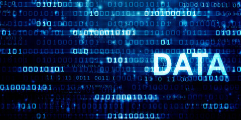 2d illustration abstract digital binary data on computer screen