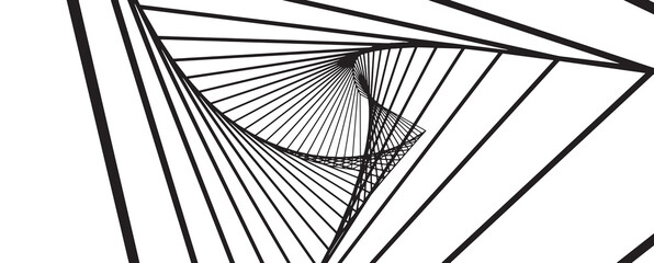 Poster - Abstract image of swirling triangle lines on white background.,Abstract line movement,3d rendering