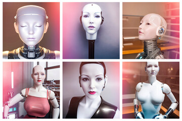 Female humanoid robot with glossy skin