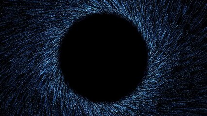 Poster - luminous blue particles swirl in mesmerizing vortex with copyspace in center. perfect for adding mes