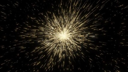 Poster - luminous particle burst move in and out of a star formation, creating elegant glowing lines. sparkli