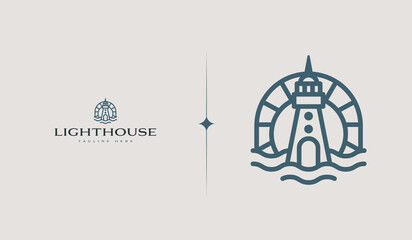 Wall Mural - Lighthouse Logo Template. Universal creative premium symbol. Vector illustration