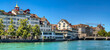 Beautiful view of the Limmatufer and the promenade at the Schipfe in Zurich, Switzerland