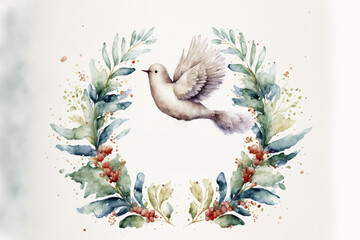 Wall Mural - Confirmation Celebration Dove - Watercolour (Generative Art)