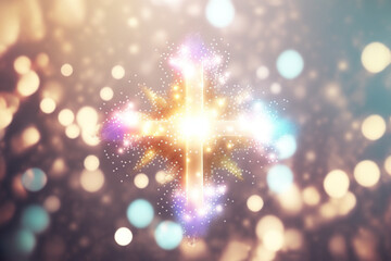 Canvas Print - Confirmation Celebration Cross - Bokeh Background (Generative Art)