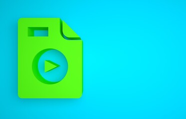 Poster - Green AVI file document. Download avi button icon isolated on blue background. AVI file symbol. Minimalism concept. 3D render illustration