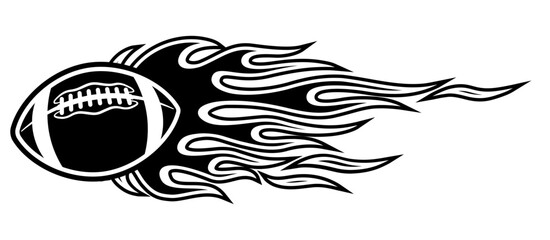 Wall Mural - american football ball in burning fire flame rugby ball vector image car sticker motorcycle decal an