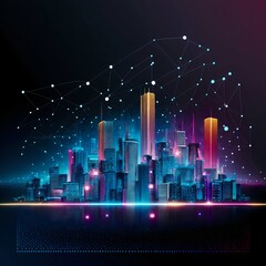 Fototapete - future technology cyber night city
