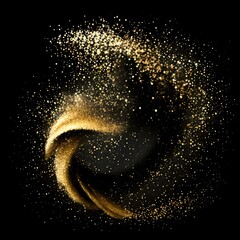 Poster - Gold dust glitter isolated on black background 