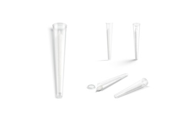 Wall Mural - Blank white weed joint plastic tube mockup, different views