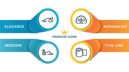 Poster - racing outline icons with infographic template. thin line icons such as drag racing, kart racing, kmh, null vector.