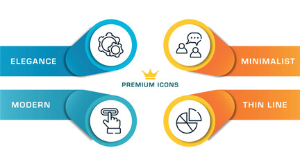 Poster - business and charts outline icons with infographic template. thin line icons such as configuration, subscription, buzz, diagrams vector.