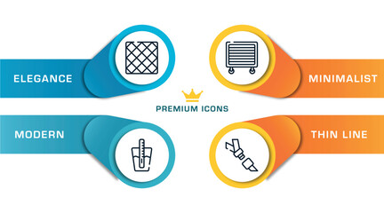 Wall Mural - car parts outline icons with infographic template. thin line icons such as tile, tester, garage wrench, seatbelt vector.