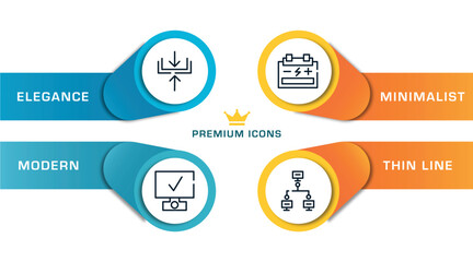 Poster - computer outline icons with infographic template. thin line icons such as compression, deployment, accumulator, local network vector.