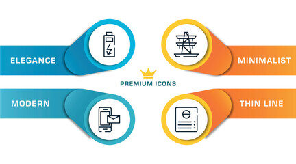 Poster - communication outline icons with infographic template. thin line icons such as charge, smartphone with email, tower transmissions, intercom vector.