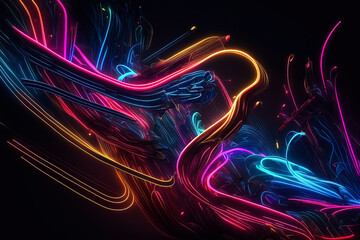 Wall Mural - Abstract background with interlaced digital glitch and distortion effect. Futuristic cyberpunk design. Retro futurism, webpunk, rave 80s 90s cyberpunk aesthetic techno neon colors. Generative AI