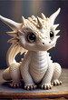 An adorable white baby dragon generated in a 3D style to be cute in a studio setting