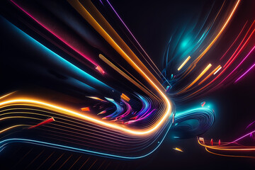 Wall Mural - Abstract background with interlaced digital glitch and distortion effect. Futuristic cyberpunk design. Retro futurism, webpunk, rave 80s 90s cyberpunk aesthetic techno neon colors. Generative AI