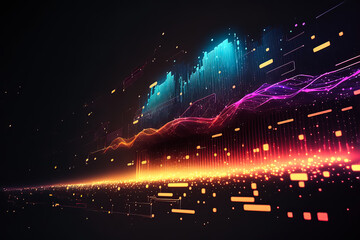 Wall Mural - Abstract picture of the crypto world foundation. Colorful background with digital glitch and distortion effect. Futuristic cyberpunk design. Retrofit, web punk, rave techno neon colors. Generative AI