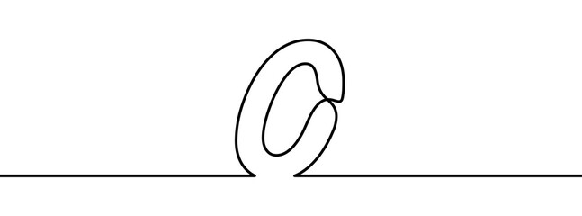 Poster - number 0 in continuous line drawing style. line art of number zero. vector illustration. abstract dr