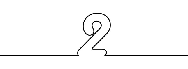 Poster - number 2 in continuous line drawing style. line art of number two. vector illustration. abstract dra