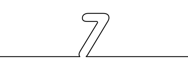 Poster - number 7 in continuous line drawing style. line art of number seven. vector illustration. abstract d